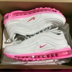 Nike White and Pink Air Max Sneakers